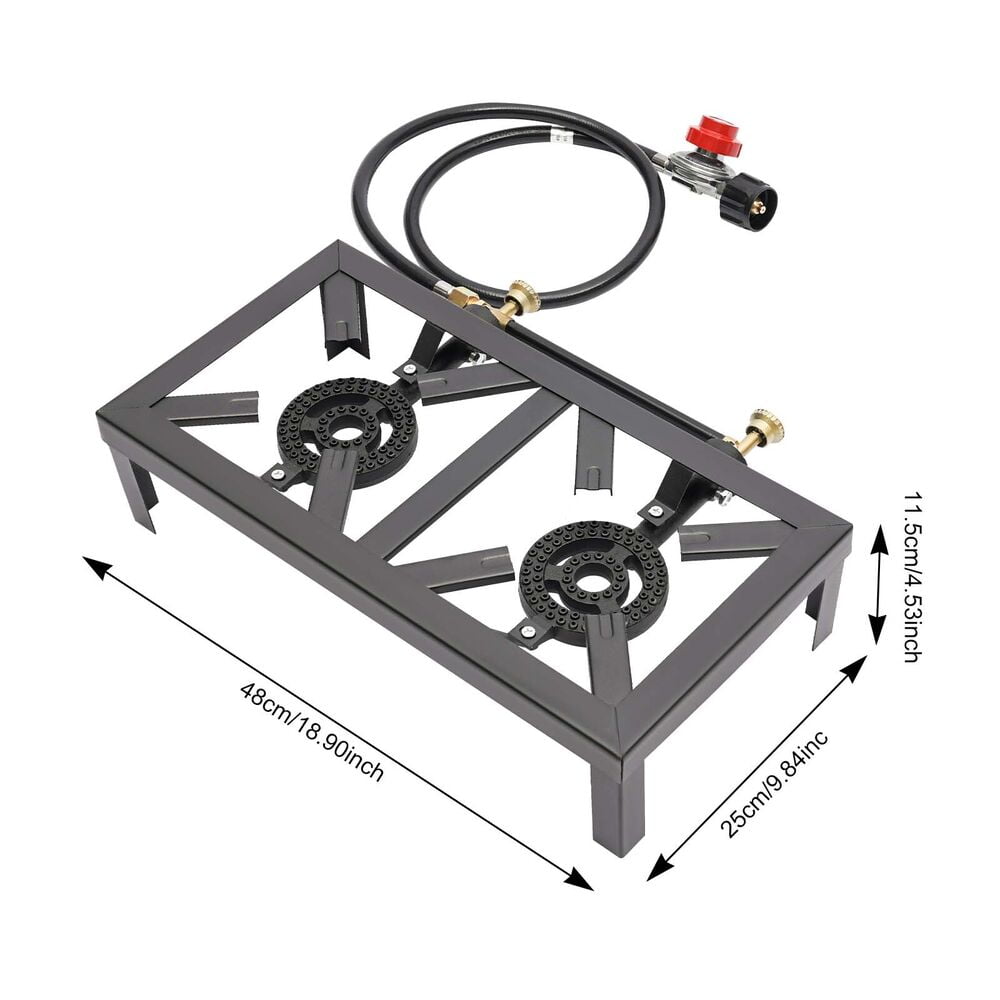 Cast Iron Double Burner Portable Outdoor Camp Stove Propane Gas LPG BBQ