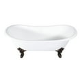 thumbnail image 1 of Cast Iron Double Ended Clawfoot Tub with Feet No Drillings, White & Oil Rubbed Bronze, 1 of 1