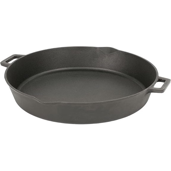 Cast Iron Double-Handled Skillet w/Pour Spouts Features Large Loop Handles Perfect For Breakfast Roast Pan Frying Sauting and Baking
