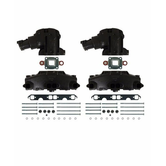 Cast Iron Dry Joint Exhaust Manifolds for 2005 and Newer Mercruiser 5.0L, 5.7L, 6.2L Engines, No Spacer between Manifolds and Riser/Elbow by FASWORX