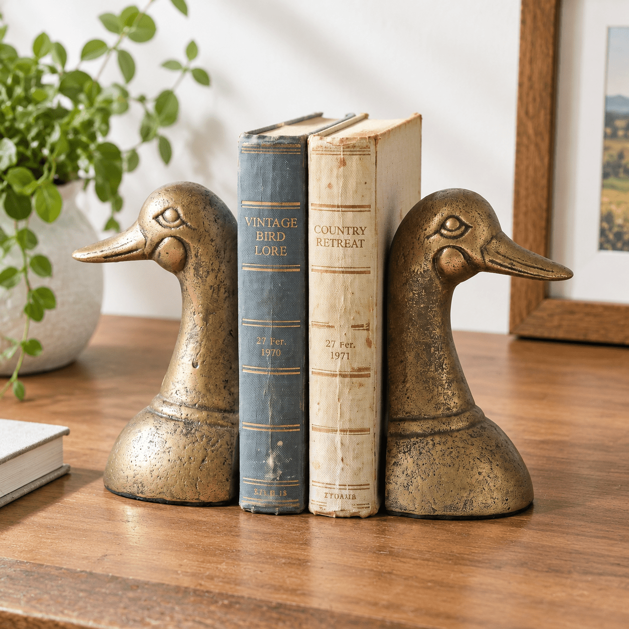 Cast Iron Duck Bookends Set of 2 Vintage Brass-Tone Shelf Decor ...
