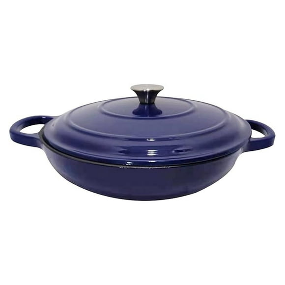 Cast Iron Dutch Oven, 3.5 Qt Enameled Brazier Pot - Blue