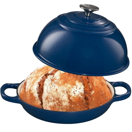 Enamelled Cast Iron Dutch Oven Pot , for Homemade Sourdough Bread Baking , Cast Iron Bread Pot with Lid, for Braising, Stews, Roasting, Lake Blue