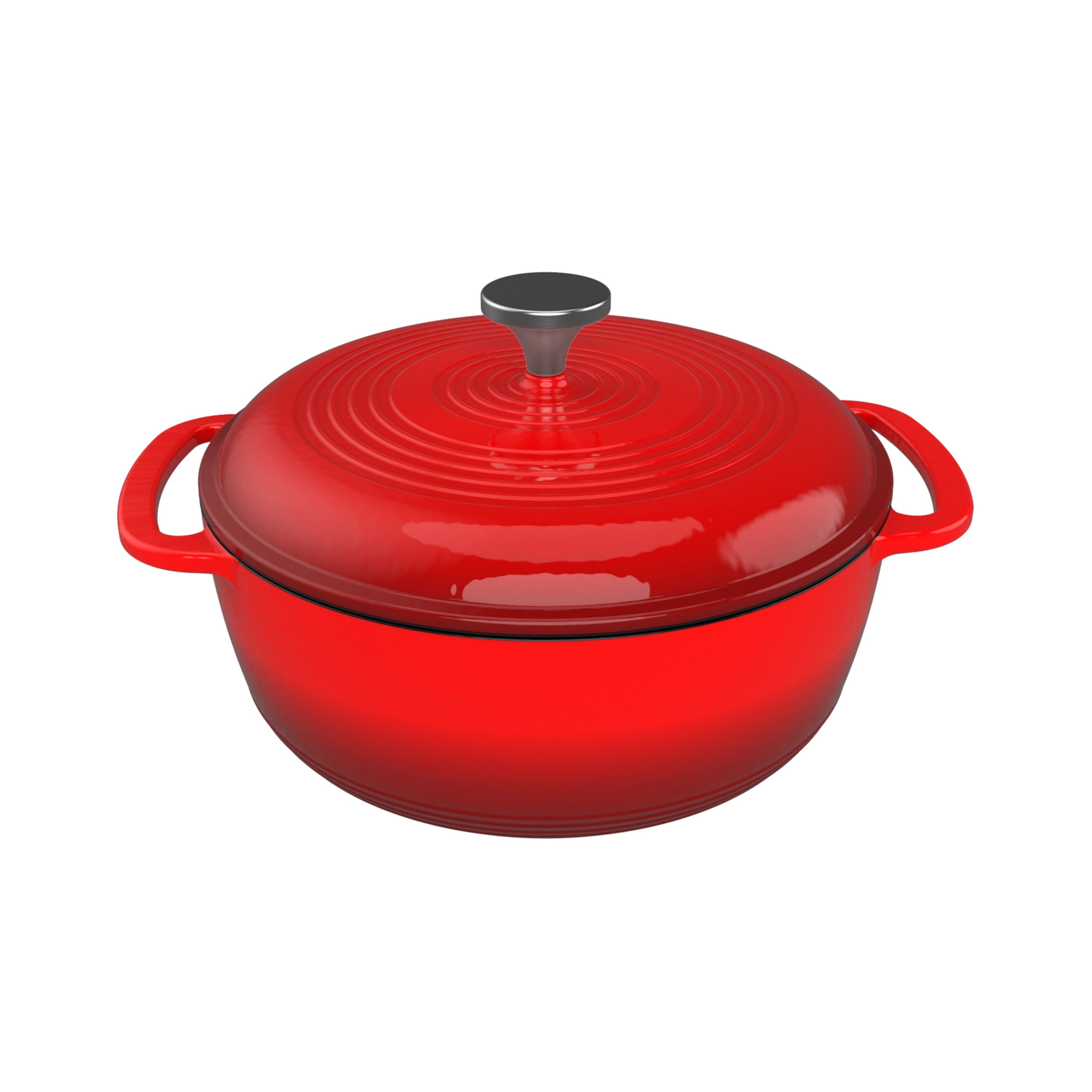 WISELADY Enameled Cast Iron Dutch Oven Bread Baking Pot with Lid (3QT, Red)