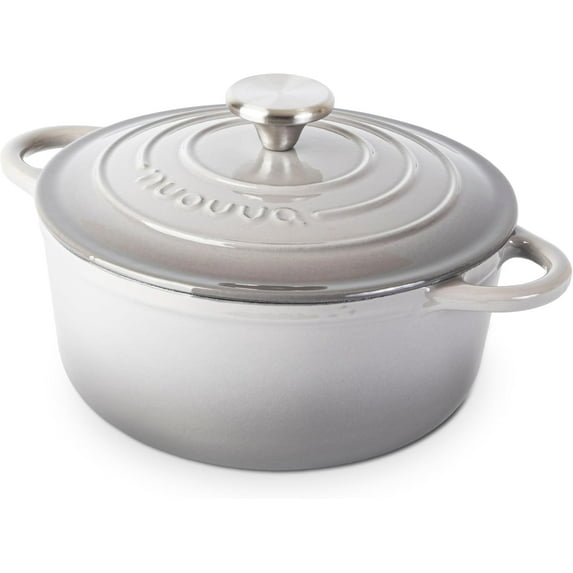 Cast Iron Dutch Oven with Lid – Non-Stick Ovenproof Enamelled Casserole Pot, Oven Safe up to 500° F – Sturdy Dutch Oven Cookware – Dark Blue, 6.4-Quart, 28cm – by Nuovva