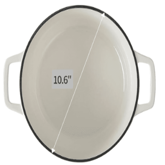 Cast Iron Dutch Oven Pot With Lid, Dutch Oven for Sourdough Bread Baking Round Pot Dule Handle, 6 Quart, White