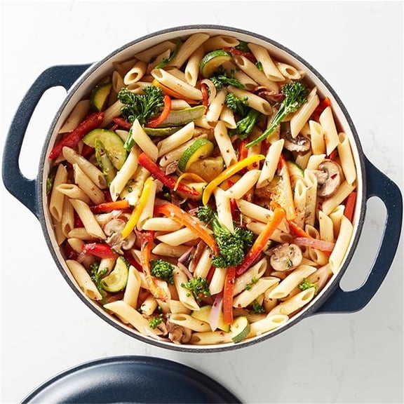 Cast Iron Dutch Oven Pot with Lid, Enameled, Round, Dual Handles, Heavy-Duty, Medium, 6-Quart, Matte Navy