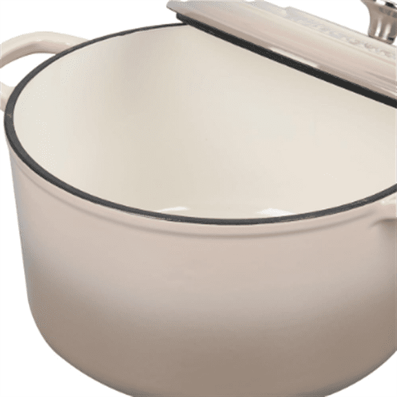 Cast Iron Dutch Oven Pot with Lid, for Sourdough Bread Baking, Round Dutch Ovens, 6 Quart, Latte