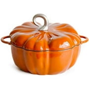 Cast Iron Dutch Oven,Pumpkin Dutch Oven,Cute Pumpkin Shape,3.36 Quart/3.7L Enameled Cast Iron Soup Pot with Lid,Non-stick Casserole Cookware for Your Kitchen, Enameled Cast Iron Dutch Oven