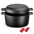 thumbnail image 1 of 2-in-1 Pre-Seasoned 5 Qt Cast Iron Dutch Oven with Skillet Lid, Dual Handles, Perfect for Bread, Frying, Baking, Camping & BBQ, 1 of 7
