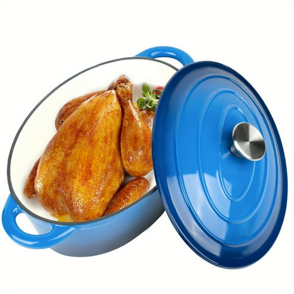 Cast Iron Dutch Oven with Lid, Heavy-Duty Enamel Cookware for Roasting, Baking and Stovetop Use.