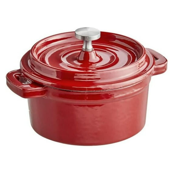 Cast Iron Enameled Cookware (Pot Mini 0.25 Qt., Cranberry )