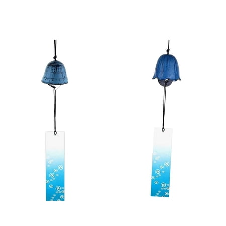 Cast Iron, Fine Workmanship, Furin Bell, Wind Chimes, Wind Bell, Office Hanging 2pcs Blue