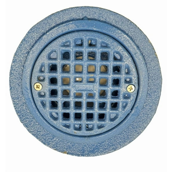 Cast Iron Flat Deck Drain (Heavy Duty Floor Drain with 4" Round Top with Tractor Grate, Cast Iron) Available in 2", 3"