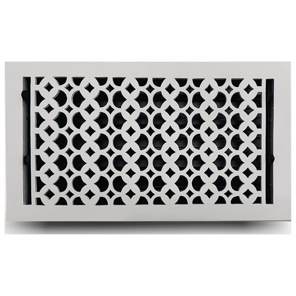 Cast Iron Floor Register with holes and matching screws | Cast Iron Floor Vent Covers | Air Vent Covers for Floors, Walls & Ceiling | Size 8″ x 14″ VR-100 | White