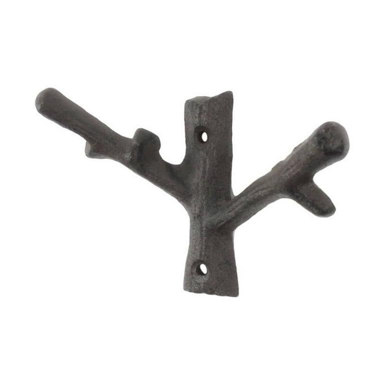 Cast Iron Forked Tree Branch Decorative Metal Double Wall Hooks 5