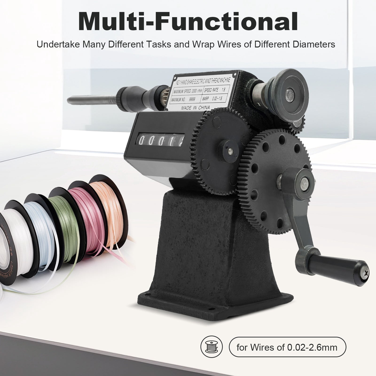 Cast Iron Frame Manual Coil Winding Machine 0-99999 Mechanical Counter ...