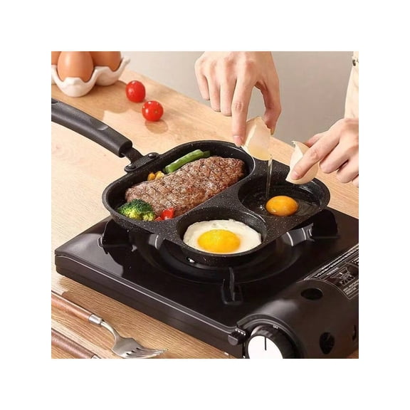 Cast Iron Frying Pan 3-in-1 Divided Skillet, Non Stick 3-Section Griddle for Breakfast Eggs, Bacon, and Pancakes, Induction Compatible Multi-Section Cookware
