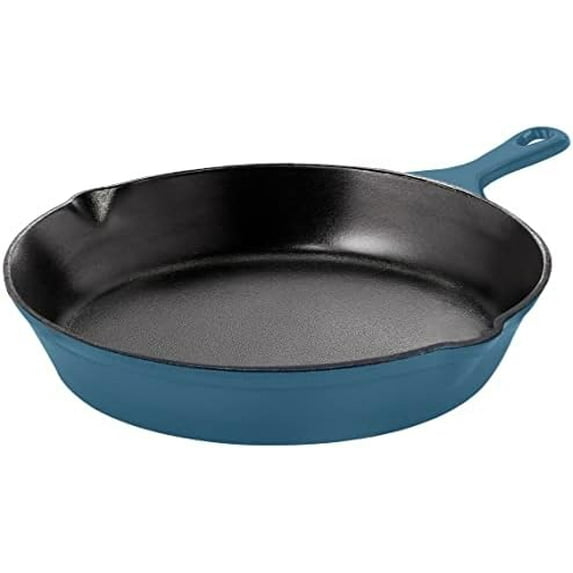Cast Iron Frying Pan 8 Inch, Cast Iron Chefs Pan, Pre Seasoned Skillet, Safe Grill Cookware for Indoor & Outdoor Use, Teal