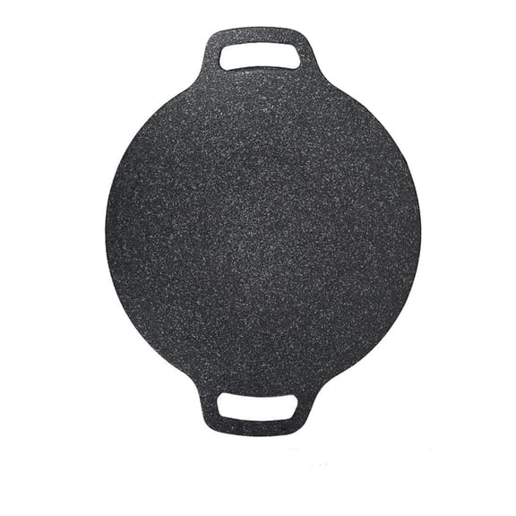 Cast Iron Griddle 12.6" Round Pan with Double Handles, 20.5" Total Length, for Stove, Campfire & Outdoor Bbq, Heavy Duty Cooking