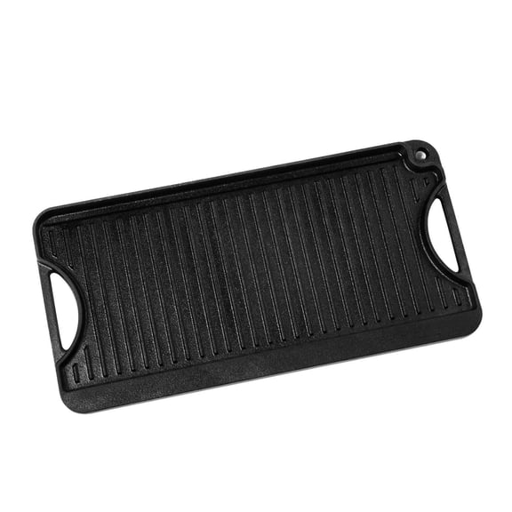 Cast Iron Griddle & Grill Pan 20x10 Inch - Reversible Cookware for Stove Top, Gas, Camping BBQ - Pre-Seasoned Rectangular Griddle with Handles