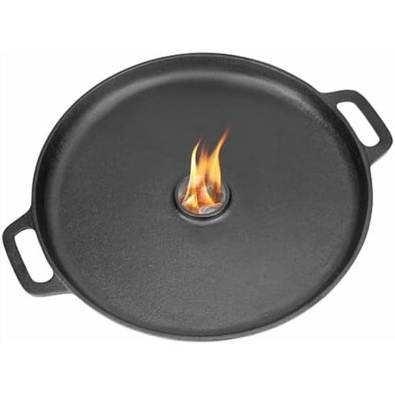 Cast Iron Griddle Pan for Rocket Stoves, Charcoal & Gas Grills - Nonstick Round Grill Pan with Handles for Stovetops
