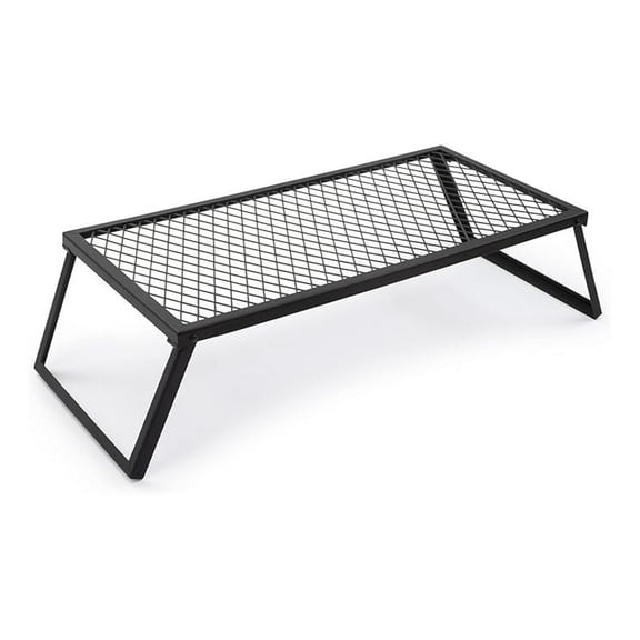 Cast Iron Grill Grate - Heavy Duty Camping BBQ Grate - Portable Open Fire Cooking - Rectangular Steel Griddle for Outdoor Use