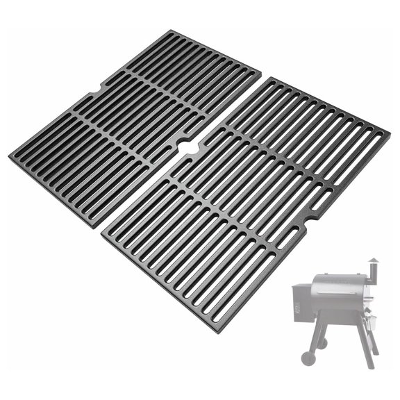 Cast Iron Grill Grates 2 Piece Set for Pit 22 Series 575 Pro 780 SmokePro DLX 24 Pellet Smoker Replacement Cooking Grids 19.4 x 10.8 Inch Heat Retention BBQ Parts for Steaks Burgers