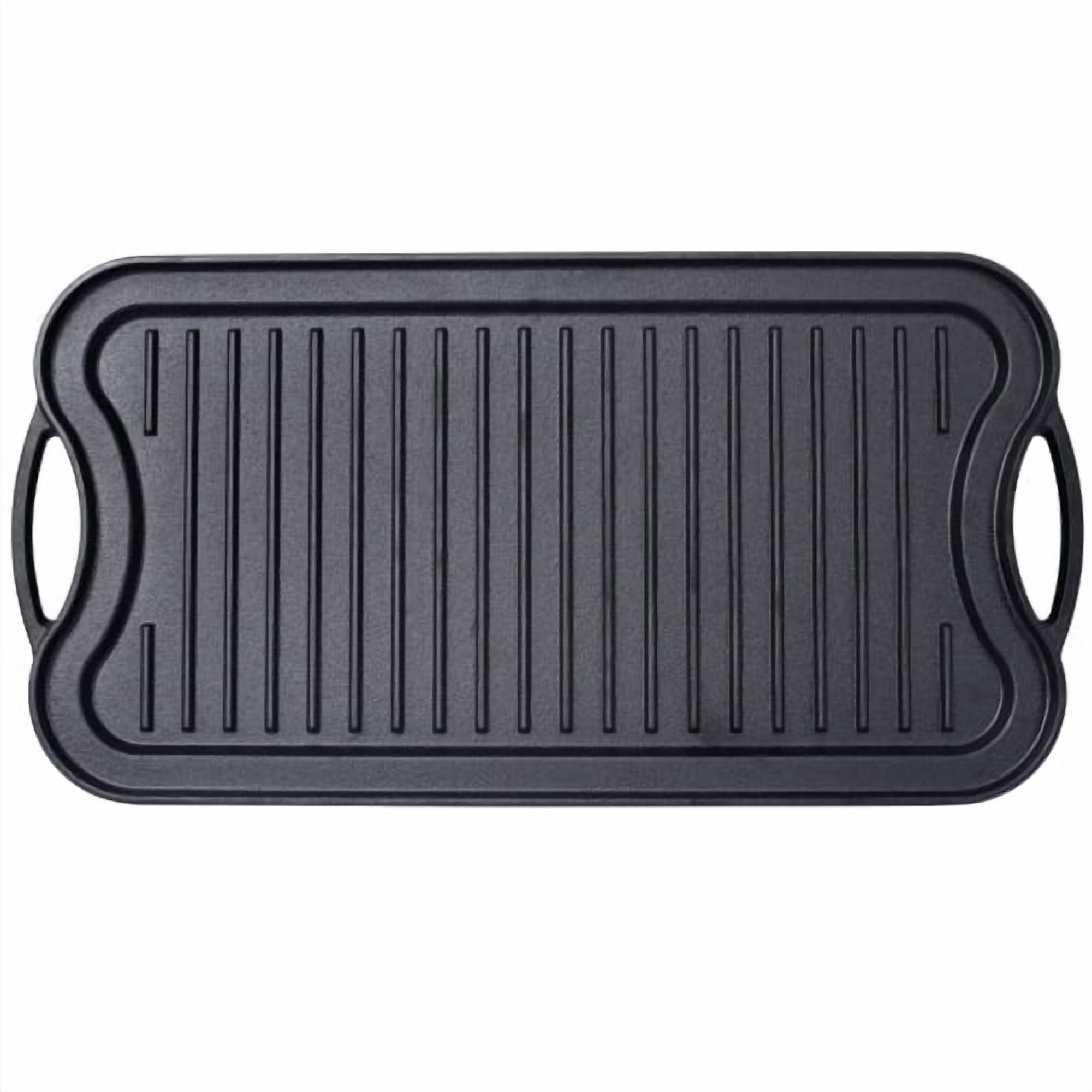 Pre-Seasoned Cast Iron Reversible Rectangular Grill/Griddle, Black,20inch x 10inch