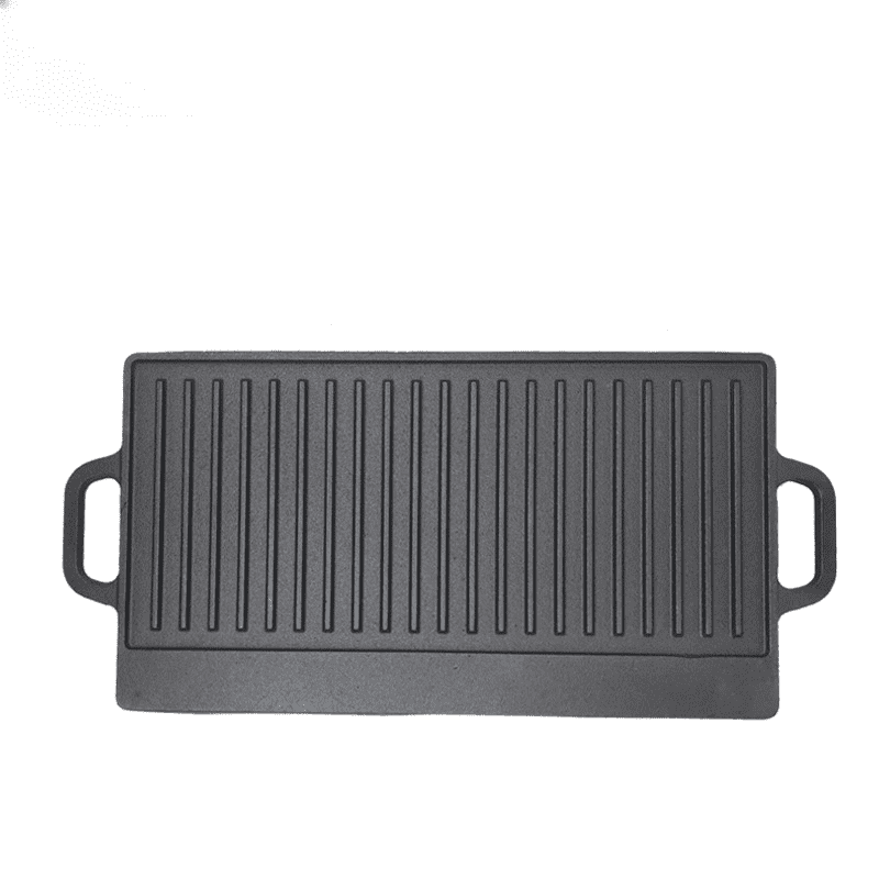 Cast Iron Grill Pan, Reversible Double-Sided Griddle for Camping, Thickened Rectangular Steak Frying Pan
