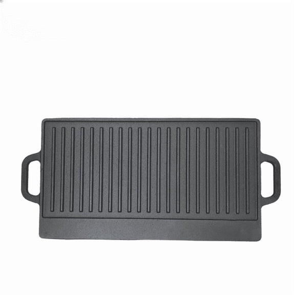 Saierfour Cast Iron Grill Pan, Reversible Double-Sided Griddle for Camping, Thickened Rectangular Steak Frying Pan