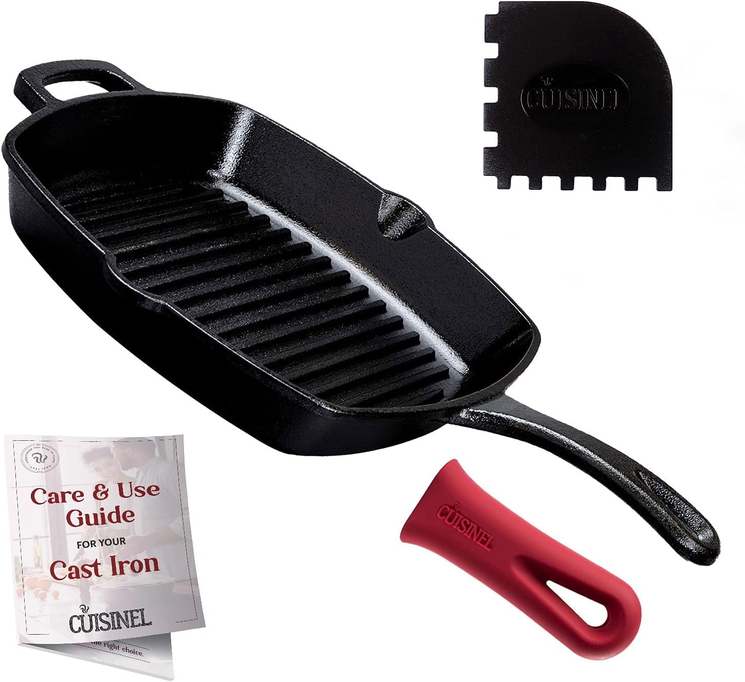 Cuisinel Pan Scraper Tool Set - Flexible Kitchen Cleaning Utensil for Cast  Iron Grill Pans, Skillets, Pots, Dishes - Pack of 3 Small Durable Plastic