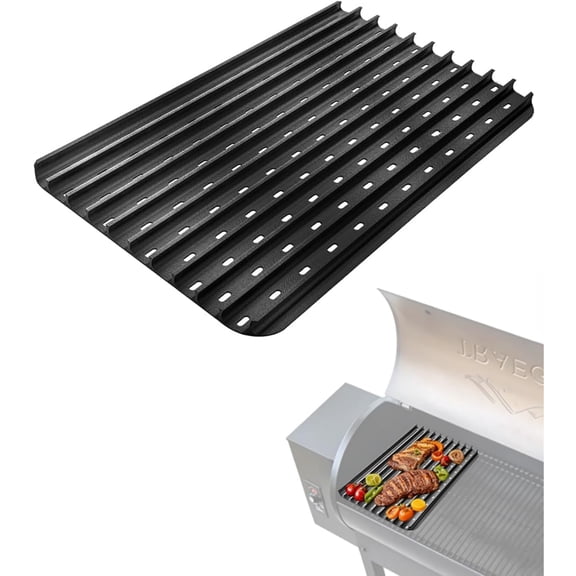 Cast Iron Grill Sear Grate for BAC772, 18.25" x 11.5" Reversible Grill Grate Accessory for Traeger, Weber, Charbroil, Pit Boss and Most Pellet, Gas & Charcoal Grills, Non-Stick Perfect Sear Marks