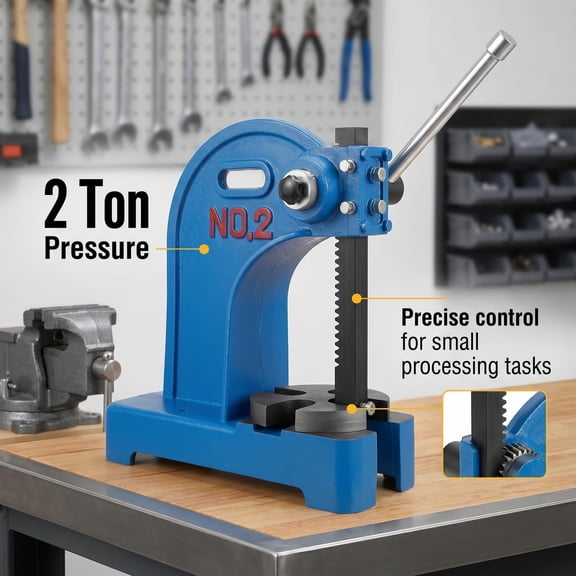 Cast Iron Hand Press, 2 Ton Arbor Press with AntiSlip Rod, Manual Desktop Press for Bearing & Bushing Installation