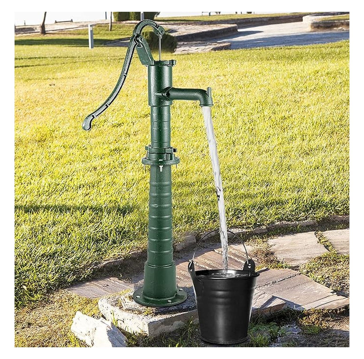 Cast Iron Hand Water Pump, Vintage Pitcher \u0026 Stand 26'' Height, Max 20ft  Depth, Easy Installation, Heavy-duty Well Pump, Antique for Yard, Garden,  ..., image size:1551x1527