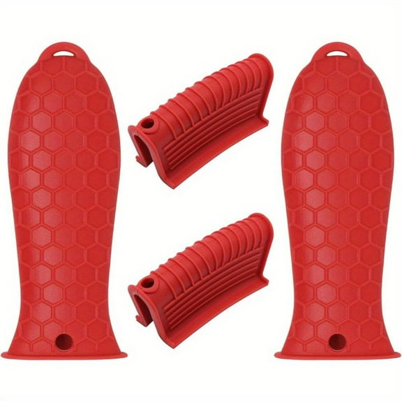 Cast Iron Handle Cover Silicone Pot Handle Cover Heat-resistant and Anti Slip Frying Pan Handle Cover Thickened Combination Pot Handle Suitable for Mobile Pots and Baking