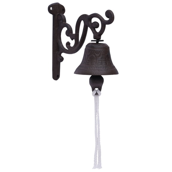 Cast Iron Hanging Ship's Bell Rustic Black Captain's Bell Vintage Outdoor Dinner Bell Wall Mounted Metal Door Bell for Farm House Outside Decorative Accent Bells