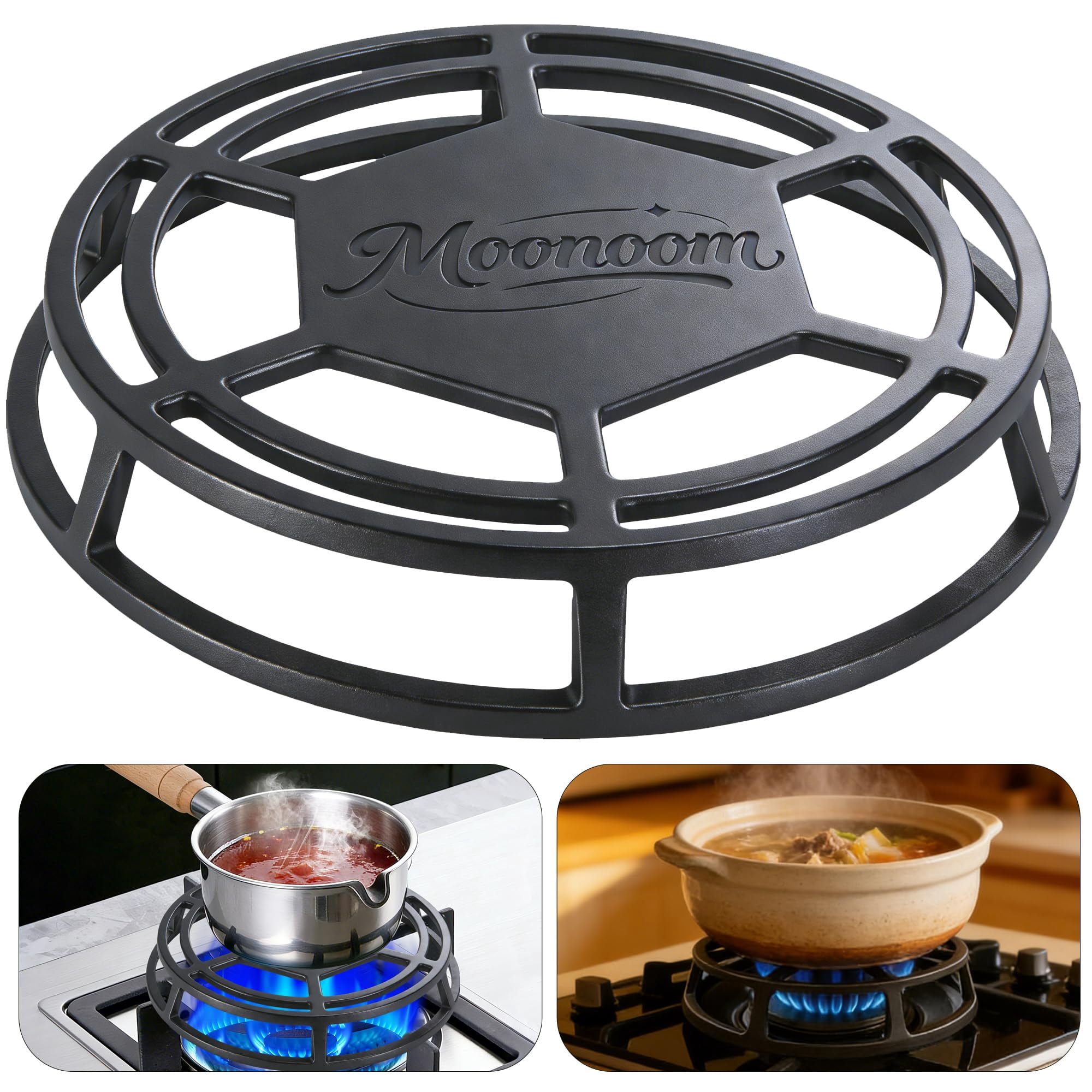 Ebaokuup 9.3" Cast Iron Heat Diffuser for Slow Cooking & Temperature Control