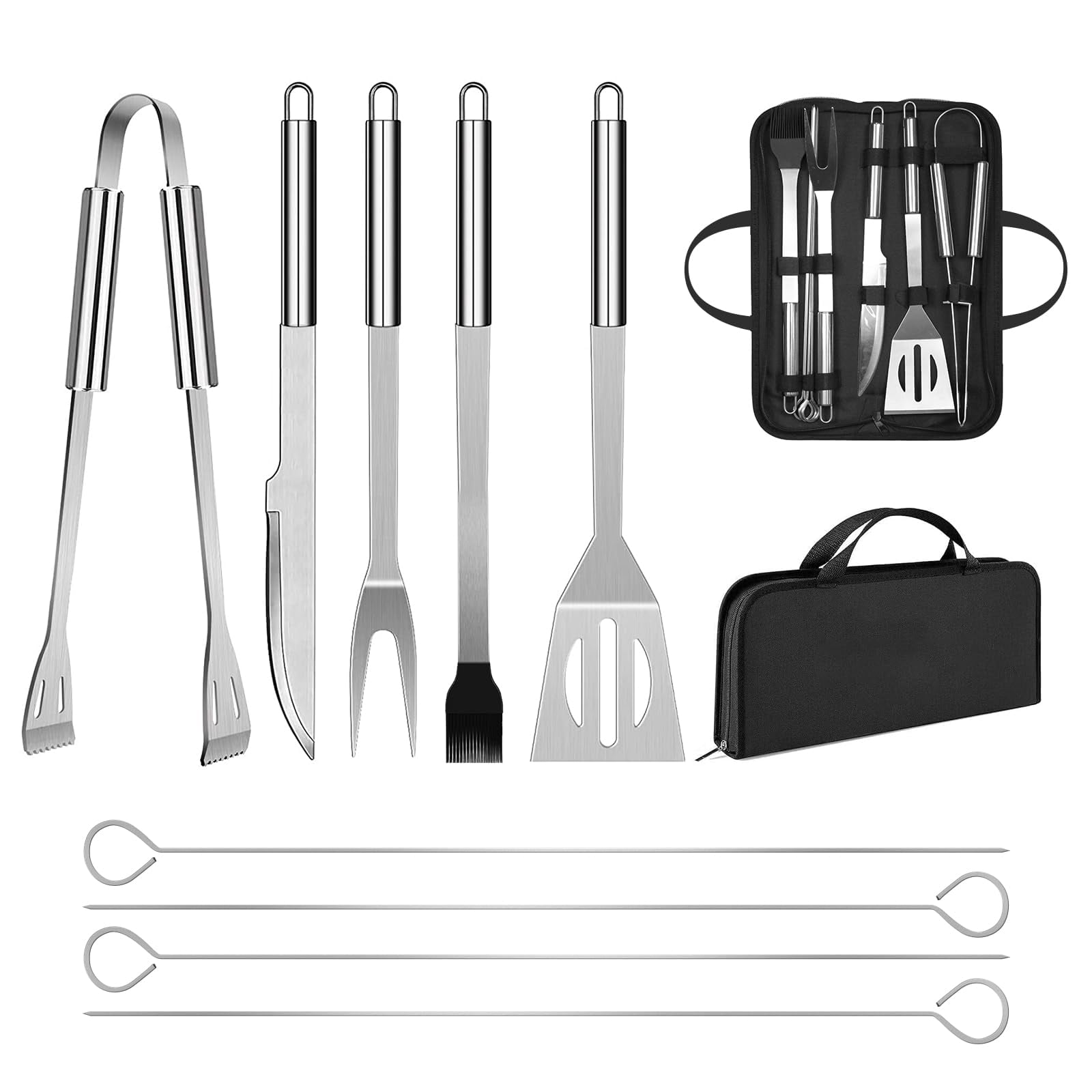 Cast Iron Hibachi Grill with BBQ Tool Set, Small Portable Tabletop Charcoal Grill for Camping, Japanese BBQ for 2 People