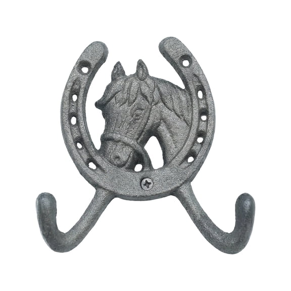 Cast Iron Horseshoe Double Hooks, Heavy Duty Vintage Decorative Wall Hooks, Ranch Bridle Hooks, Cowboy Hat Wall Hanger, Western Coat Hook