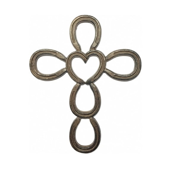 Cast Iron Horseshoe Heart Wall Cross - Hanging Wall Art Western Decor for Spiritual Jesus Art Sculpture Home Decor - Ideal Gift for native-inspired American Theme Lovers