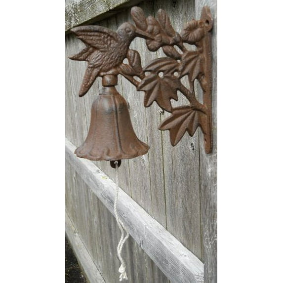 Cast Iron Hummingbird Dinner Bell Yard Art Wall Hanging Garden