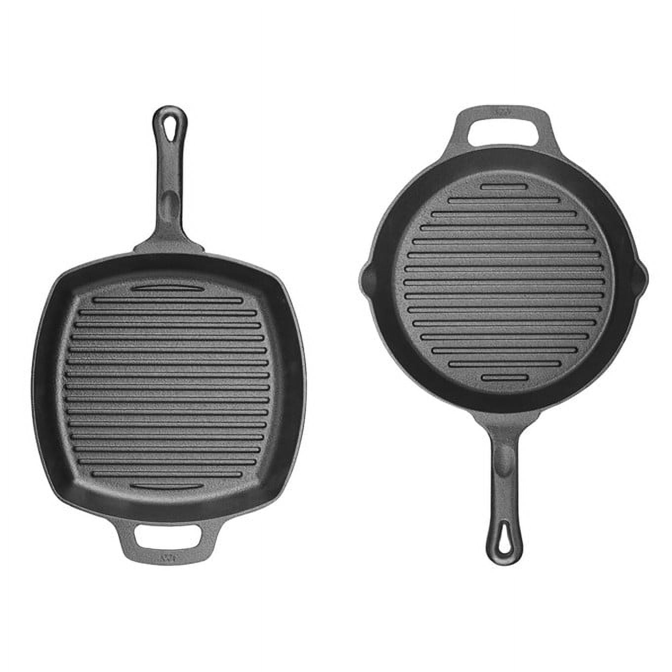 Cast Iron, Induction Grill Pan, Round, 10 1/4" Dia x 1 3/4" H, Pre