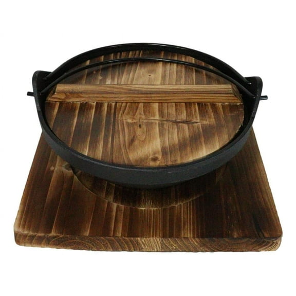 Cast Iron Japanese Sukiyaki Shabu Nabe Personal Cooking Hot Pot With Trivet 8"D
