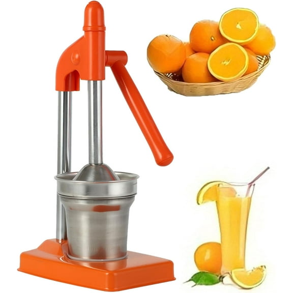 Cast Iron Juicer Hand Press - Heavy Duty Manual Citrus Juicer Squeezer, Stainless Steel Lemon Orange Press with Cup, Easy to Use Juice Extractor for Fresh Lemonade, Dishwasher Safe
