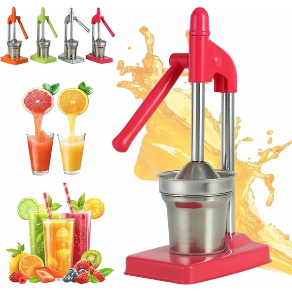 Cast Iron Juicer Hand Press, Manual Juicer Hand Press, Heavy Duty Countertop Lime Citrus Crush Machine for Fresh Lemonade Orange Juice, Easy to Clean, Home and Kitchen (Orange)