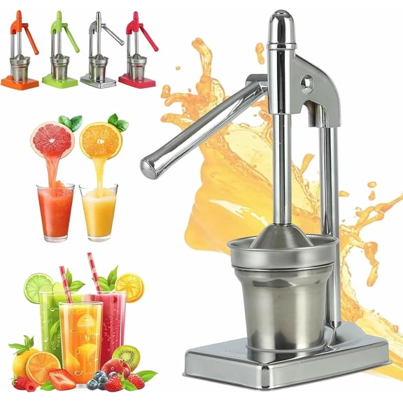 Cast Iron Juicer Hand Press, Manual Juicer Hand Press, Heavy Duty Countertop Lime Citrus Crush Machine for Fresh Lemonade Orange Juice, Easy to Clean, Home and Kitchen (Orange)
