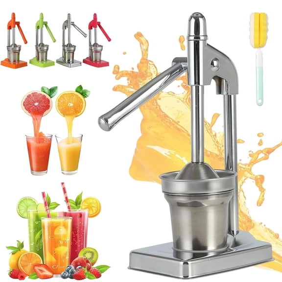 Cast Iron Juicer Hand Press, Manual Juicer Hand Press, Heavy Duty Countertop Lime Citrus Crush Machine for Oranges Lemons Limes, Easy to Clean, Home and Kitchen Essentials (Silver)