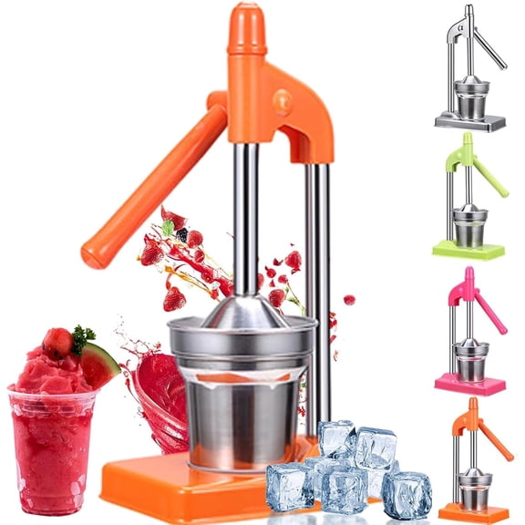 Cast Iron Juicer Hand Press, Stainless Steel Manual Juicer Hand Press, With Non-skid Cup Baseeffort Saving Lever, Stainless Steel Lemon Squeezer for Bar Kitchen (Orange)