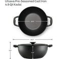 thumbnail image 1 of Cast Iron Kadai with Lid, Large 4.9-Quart Pot for  Cooking, 1 of 8